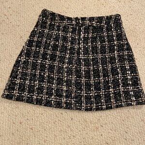 Francesca’s NWT Blue Rain Black and White Plaid Mini Skirt Sz M